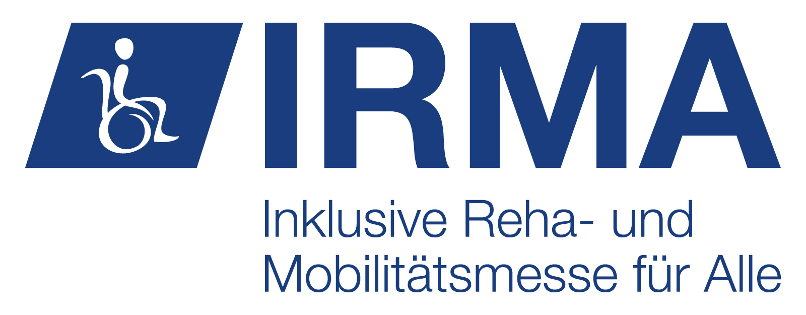 Blaues IRMA Logo auf weißem Hintergrund